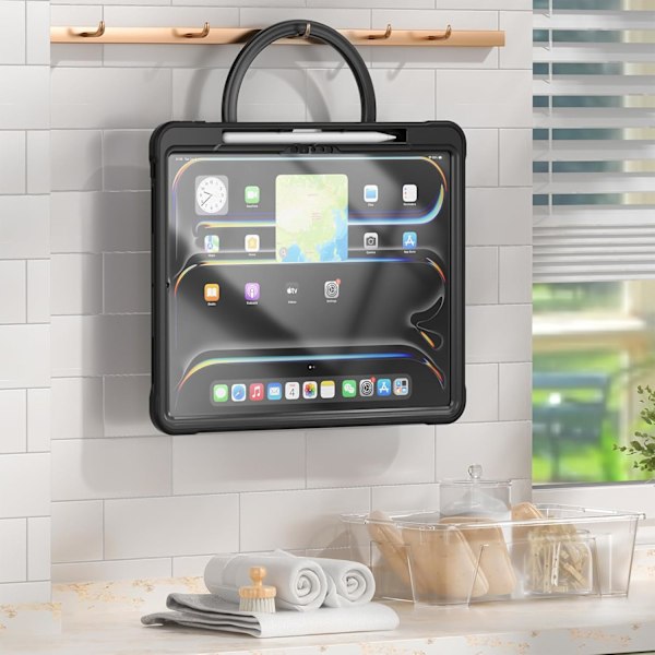 iPad Pro 11 tuuman suojakotelo 2024 M4 sirulla, kevyt kaksikerroksinen suojaava tablettikotelo, kestävät iskuja vaimentavat kulmat 360° kääntyvällä jalustalla Black iPad pro11 2024