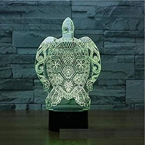 3D Ny Skildpadde Natlampe 7 Farveskift Touch Switch LED Ta