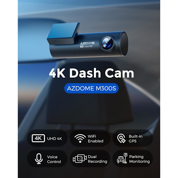 4K Dash Cam 5G WiFi GPS, WDR Super Night Vision Camera för bil, G-sensor, parkeringsläge, gratis 64 GB SD-kort, 170° vidvinkel Dashcam, loop-inspelning, V