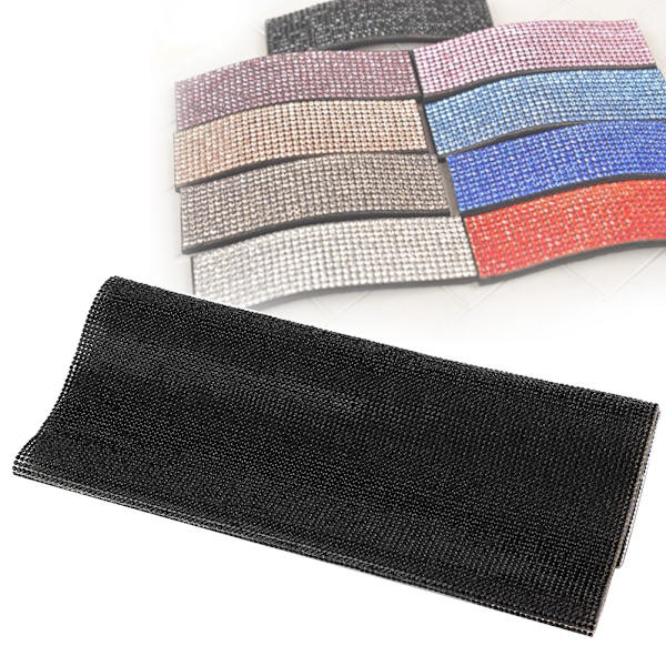 24*40cm Klistrende Glass Krystall Trim Rhinestones Mesh Dekorasjon Klær Appliques(Svart)