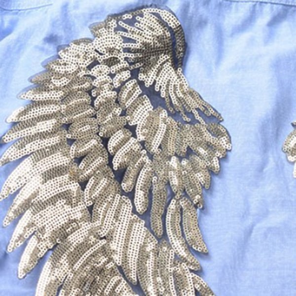 2 stk. Englevinger Sequin Patches Sølv Stryge På Broderede Patches Dekoration til DIY Tøj Nederdel Taske Sko
