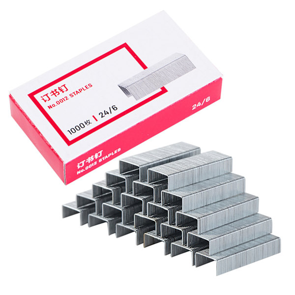 Staple General 1000 st 24/6 förtjockad galvanisering skarp sömnad metallmaterial häftapparat tillbehör för kontor engelsk version