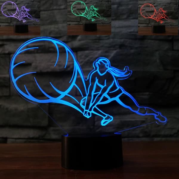 3D Volleyballspillere Nattlys Bord Skrivebord Optisk Illusjon