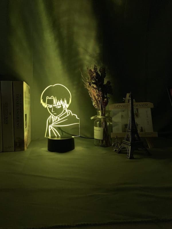 3D Natlampe Kaptajn Levi Ackerman Figur LED Natlampe
