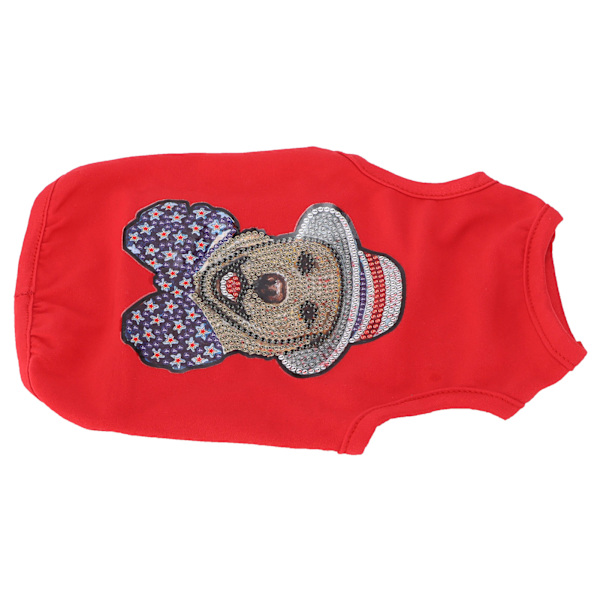 Hundeskjorte med Rhinestone-malede hundebeklædning Fashionable let hvalpesweatshirt til kæledyr, der bærer rød L