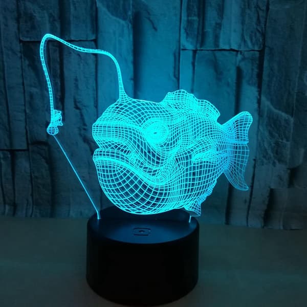Animal Anglerfish Leker 3D Illusjon Nattlys Smart Touch L