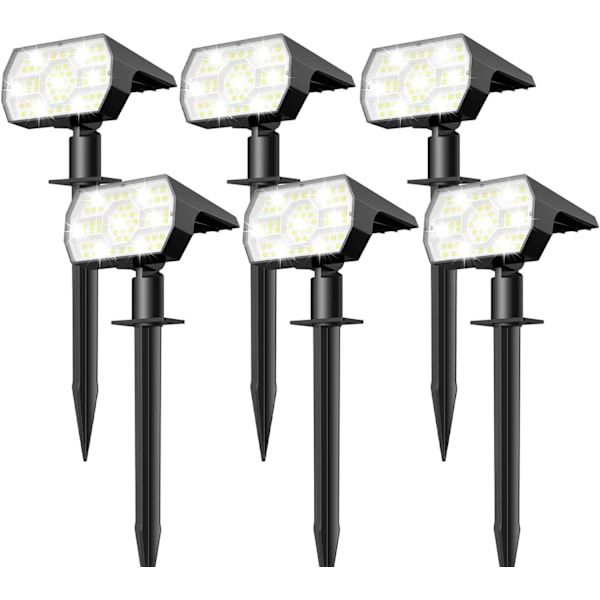 Solcellslampor utomhus vattentäta IP68, 56 LED 3 belysningslägen solcellslampor trädgård gårdsplats solcellslampor för utomhuslandskap - 6-pack (kallvitt) Cool White6