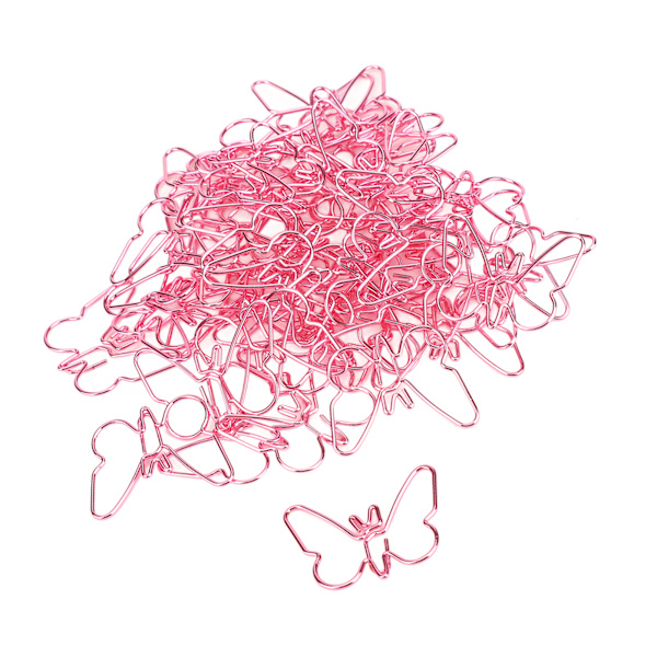 50 stk. Pink Butterflies Papirclips Tegneserie Farve Plating Innovative Søde Papirclips til Kontor Hjem Skole