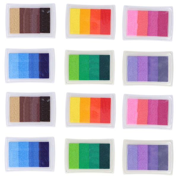 12 stk 4 farger gradient blekkpute sett fargerik DIY håndverk kort gaveproduksjon stempelputer