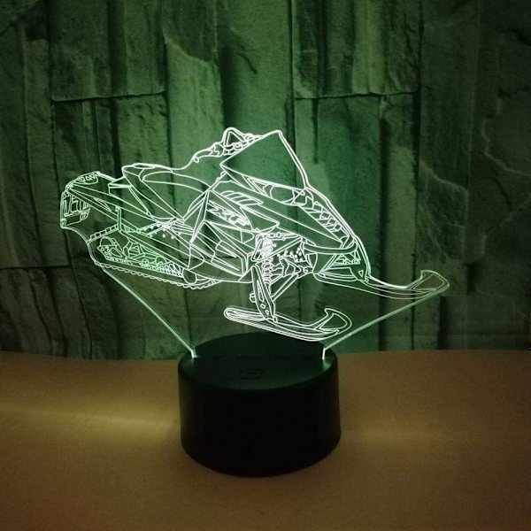 Snöskoter 3D Illusion Fjärrkontroll Nattlampa, 16-Färg