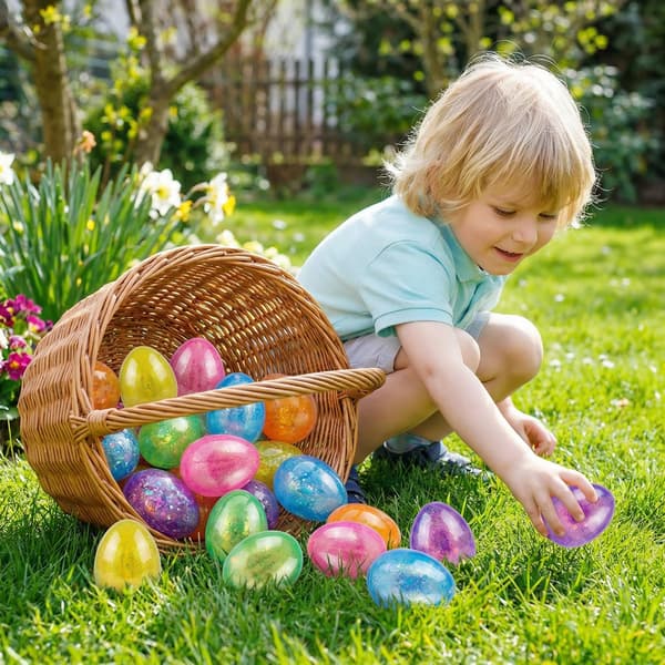 Glittriga påskägg Squishy Set, 6-pack kläm-stressbollar, roliga fidgetleksaker för barn, korgfyllning, festgåva, klassrumspris, Easter Eggs A6