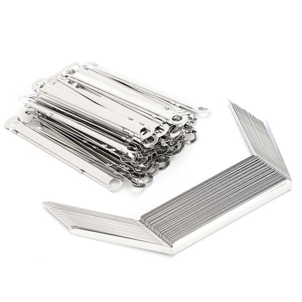50 kpl Tiedosto kiinnittimet 2-reikäinen Rauta Bindeklipsi Paperi Prong Kiinnitin Sidontakiinnike 80mm Reikäväli 350 arkkia A4-paperia varten