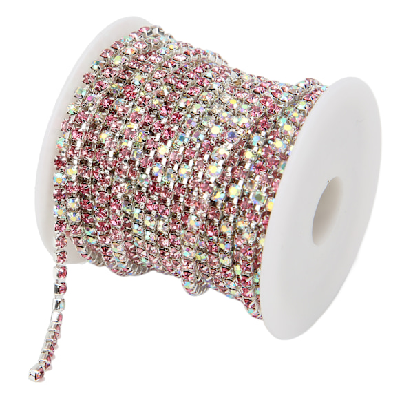 Rhinestone Trim Fargerik Glitrende 10 Meter Rhinestone Trim for Husholdning DIY Håndverk Klær Dekorasjon GaveSølv Bak Rosa Farge 3mm