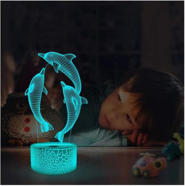 3D Natlampe LED Illusion Skrivebordslampe 7 Farveskift