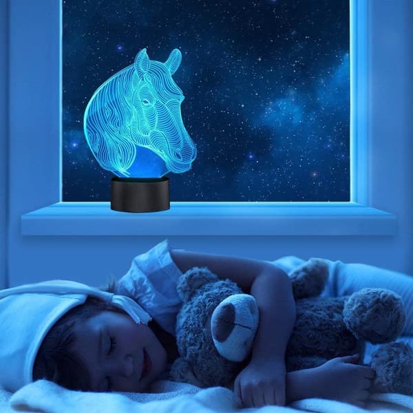 Hest Nattlys, 3D Illusjon Skrivebord Bordlampe Nattlys fo