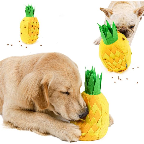 Söt ananas hundsniffande leksak, plysch pipande snusståg