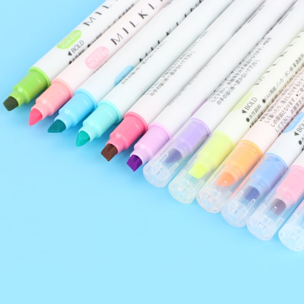 12 farger dobbelthodet fluorescerende penner tegning mild liner penn highlighter stasjonær