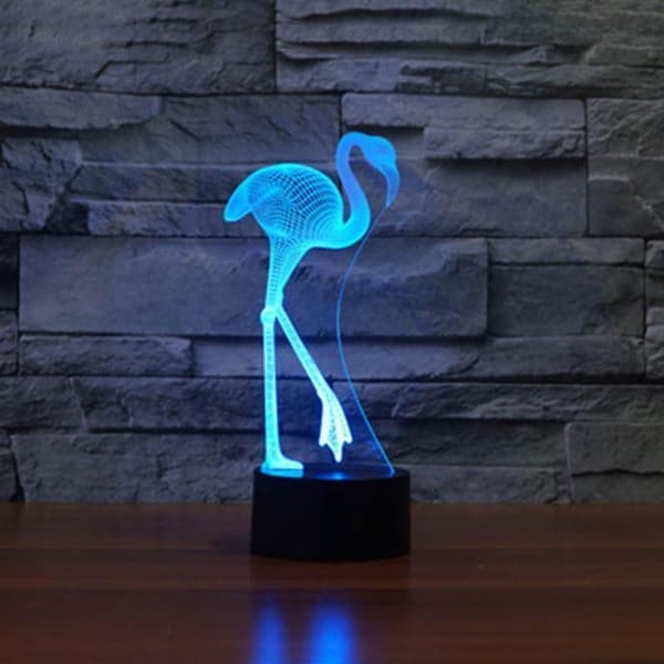 Optisk Illusjon 3D Flamingo Nattlys 16 Farger Endring