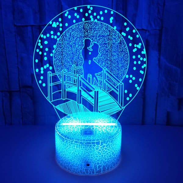 Lover Bridge Natlampe, 3D Illusionslampe, 7 Farver Changi