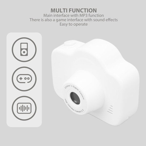 Barnens digitalkamera 2000W HD 2,0 tums skärm Uppladdningsbar multifunktionell barnens videokamera leksak för småbarn White