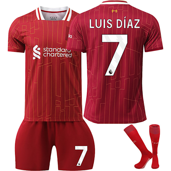 Fodboldtrøjer Liverpool NO.7 Luis Díaz Fodbold til drenge med fodboldtrøjer, shorts, sokker, fodboldtrøje gave til drenge og Gi M