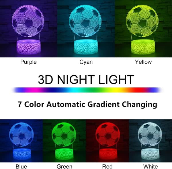 7 Farger 3D Illusjonslampe Auto Gradvis Endring 3D Nattlampe