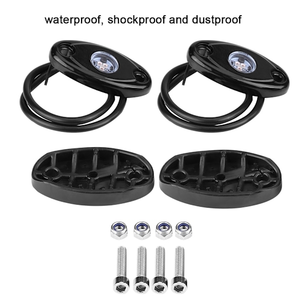 2 Par 12-24V Rock Light Flood Beam LED Under Body Trail Rig Lys til SUV Båd Hvidt Lys