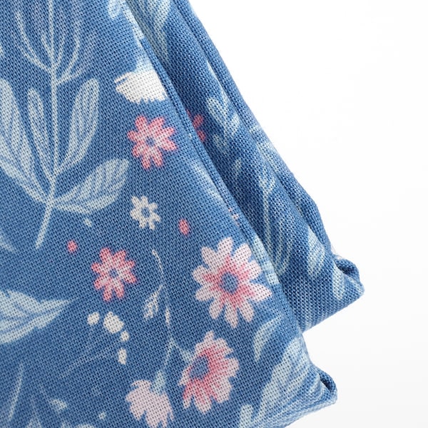 Växtblomma Bomullsduk Blommig Patch Work DIY Handgjorda Material Sytillbehör400304- Flora-Blå