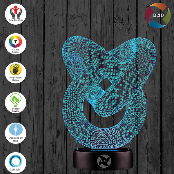 3D Optisk Illusions Natlampe - 7 LED Farveskiftende Lampe