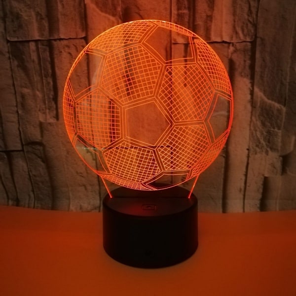 Fodbold Natlampe, 3D Illusion LED Lampe, 7 Farver Dæmpbar
