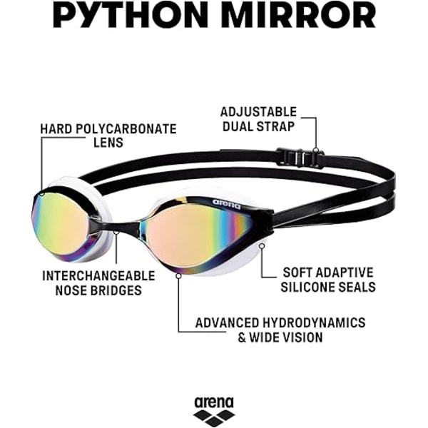 Unisex Python Racing Simglasögon för Män och Kvinnor Anti-Imma Läcker Inte Maximal Komfort Dubbla Band, Spegel/Icke-Spegel Lins Copper White