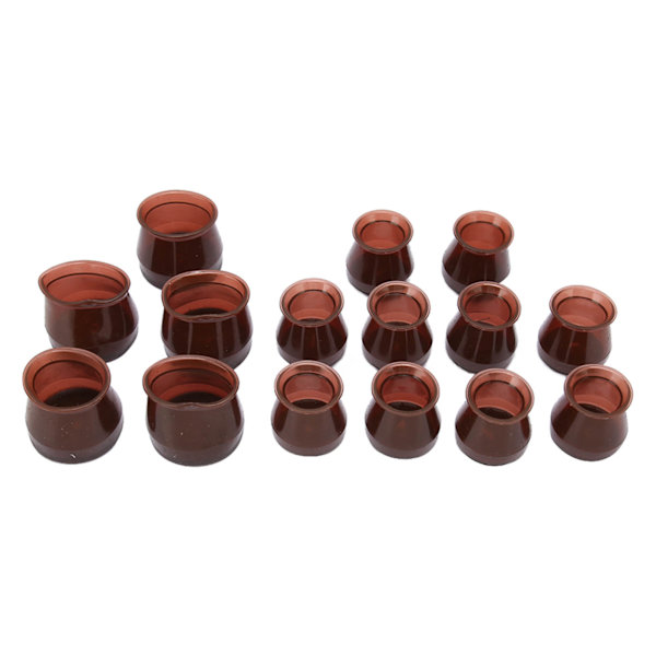 15PCS Stolsbenskydd Silikon Filt Möbler Dynor Mute Golvskyddskåpa Stor Liten Storlek Brun