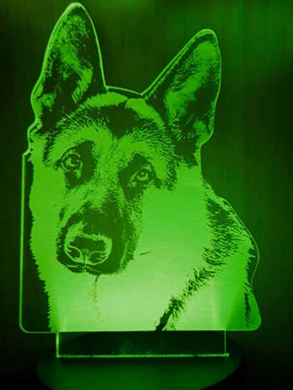 3D Schäferhund Ulv Nattlys Lampe Illusjon 7 Farger