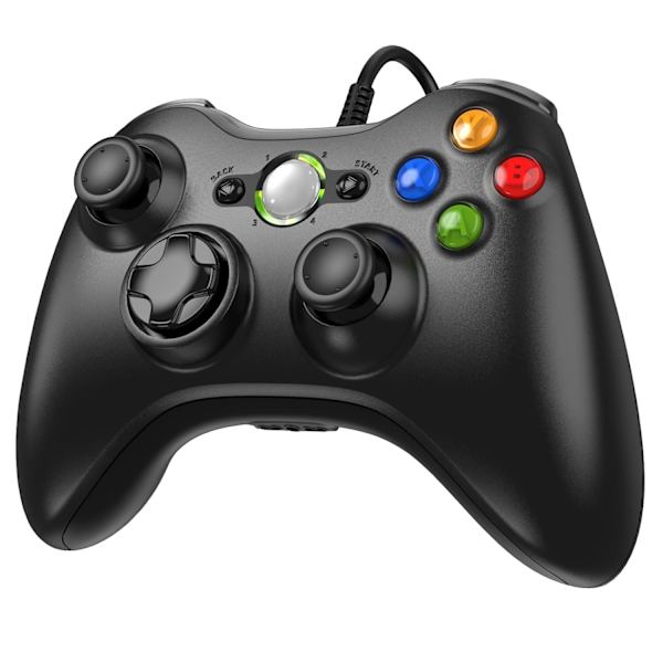 X-Box 360 -ohjain, langallinen peliohjain langallisella USB:llä Microsoft X-Box 360- ja Slim-konsolille ja PC Windows XP/7/8/10:lle, päivitetyllä ohjaussauvalla