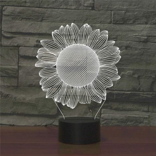 3D Solsikke Optisk Illusion Model Visuelt Natlys 7 Farver