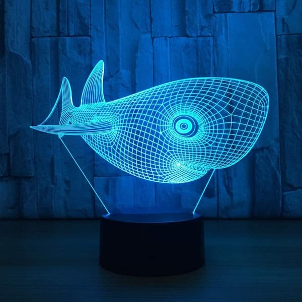 Dyregave Hai Gaver til Hai Elskere 3D Illusjon Nattlys