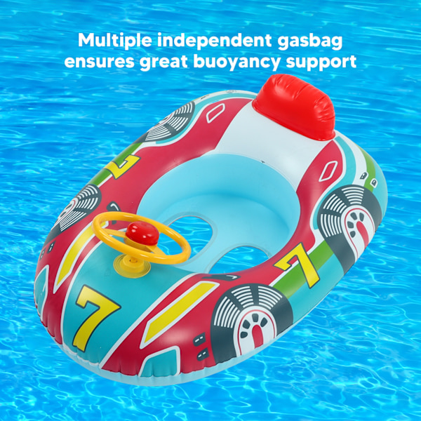 Yacht Pool Float Oppustelig Yacht Styrehjul PVC Anti Lækage Ben Huller Toddler Svømme Float til Svømning Sommer Blå Bund