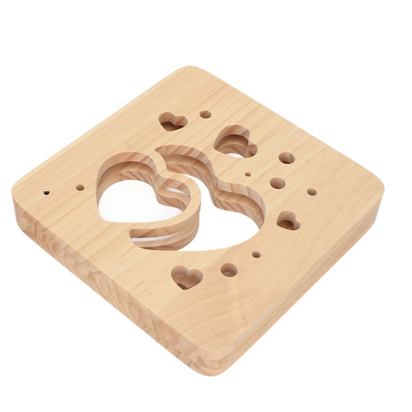 Trefarget 3D LED-lys Valentinsdag Hule Hjerteform Stil Furu Tre USB Strømforsyning Dekorativ Utskåret Nattlampe