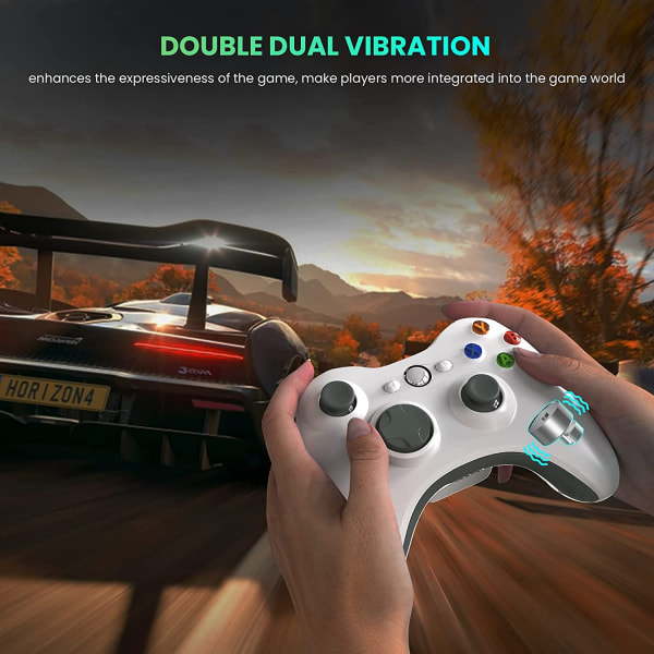 Trådlös handkontroll för Xbox 360, 2,4 GHz förbättrad vibration White