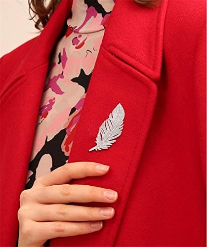 Krystal Fjer Broche Nål - Elegant Unisex Tilbehør til Jakkesæt, Kjoler, Hatte & Tasker | Mousserende Rhinestone Bladdesign | Ideel til