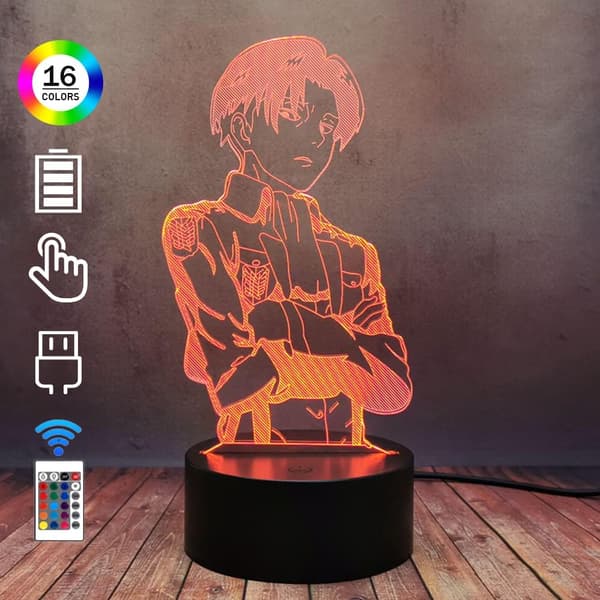 Luova Levi Ackerman 3D LED Pöytävalaisin Japan Anime Illusio