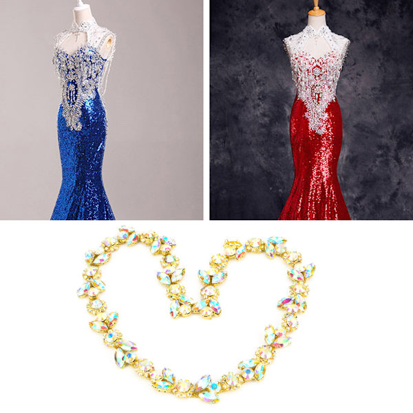 1 Yard Rhinestones Band Kristall Glas Borr Kedja Trim DIY Dekor Kläder Tillbehör (#5)