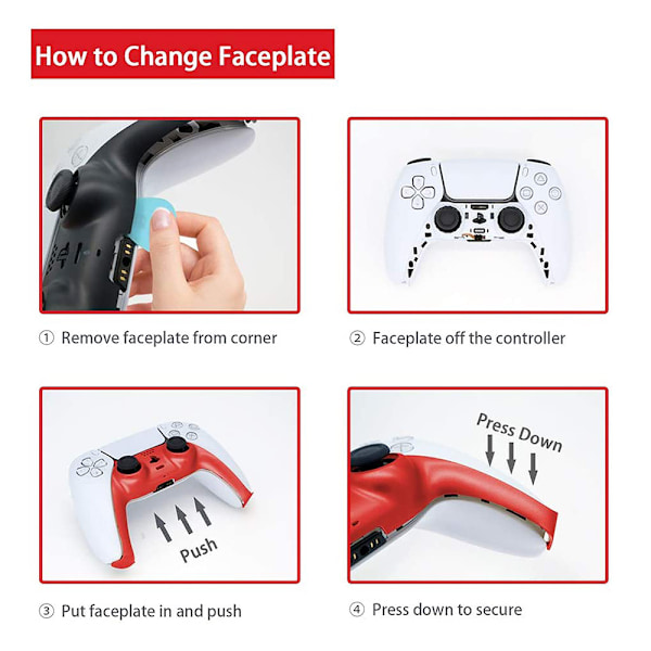 PS5-controller-frontplade, udskiftning af skaldekoration, tilbehør, grebsdekorationsstrimmel til Sony Playstation 5 DualSense-controller