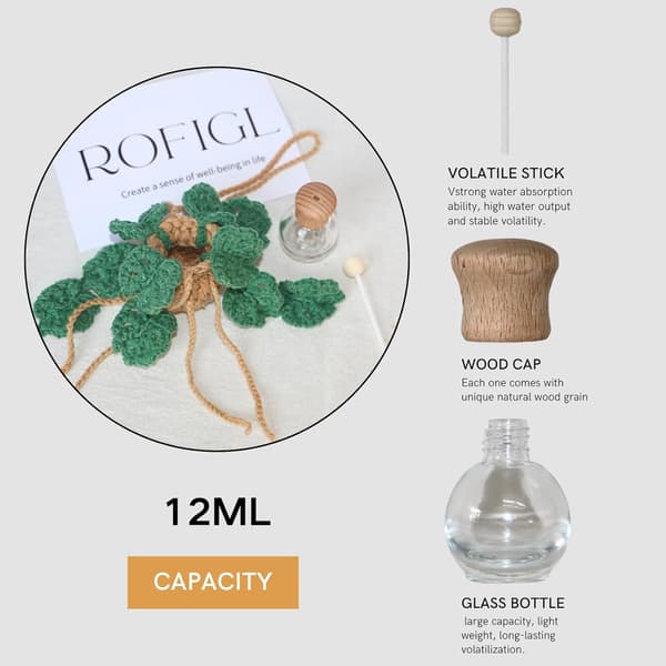 12ml Søt Heklet Monstera Diffuser – Grønn Påfyllbar Bil-/Hjemmedekorasjonstilbehør Monstera
