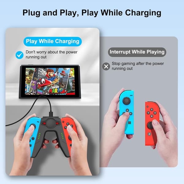 Lading håndgrep for NS Switch & OLED-modell - Kontrollerladerholder med indikator for Switch