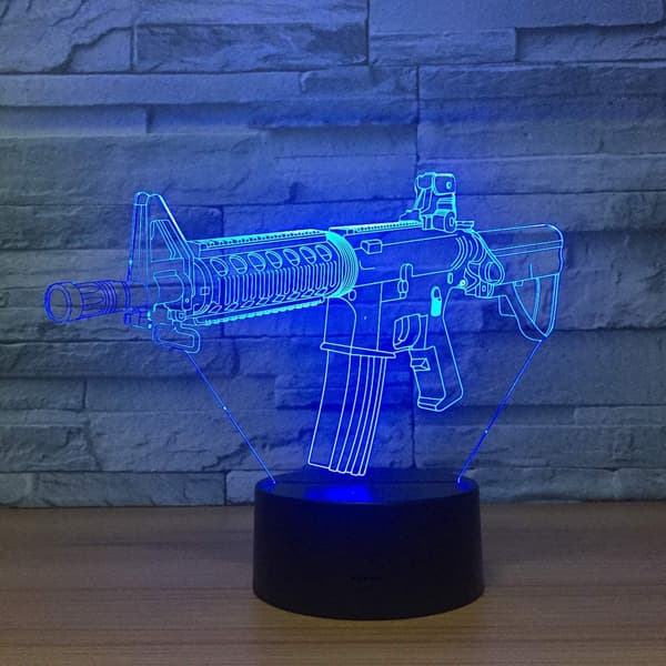 3D LED Pistol Optisk Illusion Sensor Natlampe med Smart