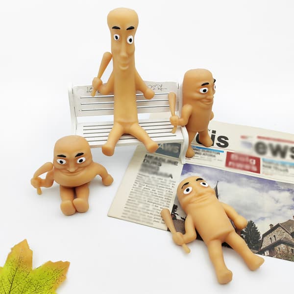 Stress Relief Legetøj 2-pak - Elastisk Grøn Hest, Stick Man & Syngende Kylling til Angstdæmpning, Sensorisk Fidget Legetøj til Voksne Brown