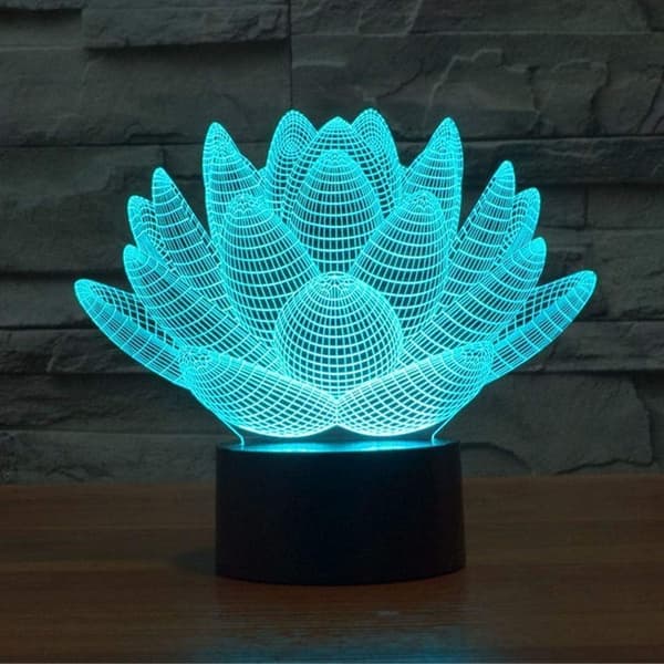 3D LED Blomstrende Lotus Optisk Illusion Sensor Natlys med Smart Berøring