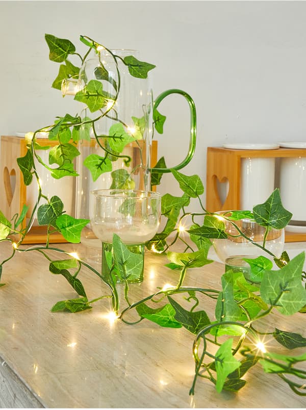 Solar Rattan Lys Udendørs Realistiske Plante Lys String L E 50LED