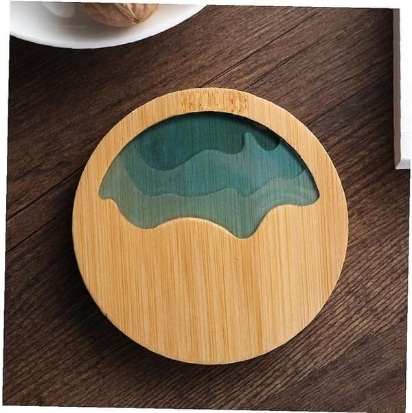 Naturlig træ coaster rund tekopper måtte bambus coasters epoxy